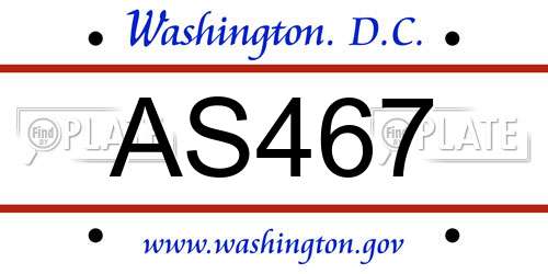 AS467 District Of Columbia License Plate