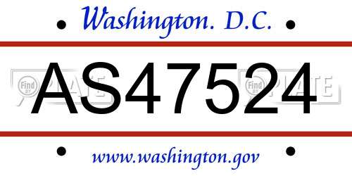 AS47524 District Of Columbia License Plate