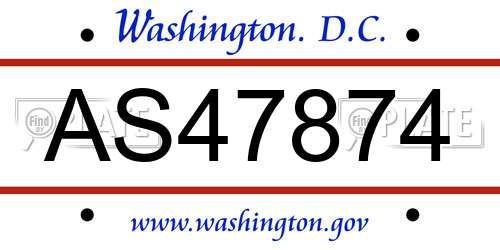 AS47874 District Of Columbia License Plate