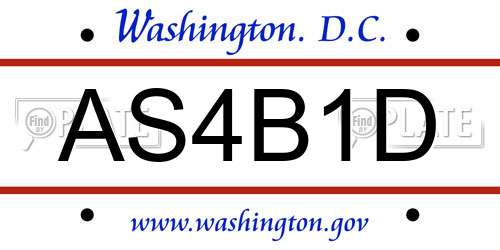 AS4B1D District Of Columbia License Plate