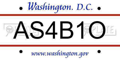 AS4B1O District Of Columbia License Plate