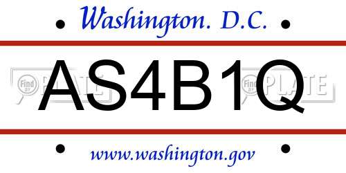 AS4B1Q District Of Columbia License Plate