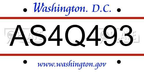 AS4Q493 District Of Columbia License Plate