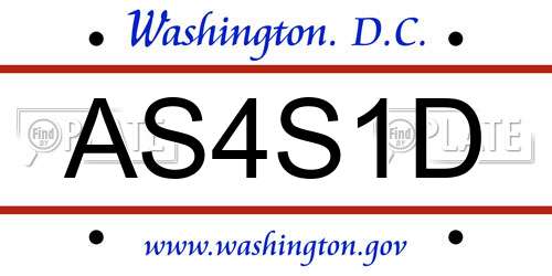 AS4S1D District Of Columbia License Plate