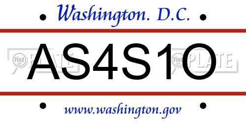 AS4S1O District Of Columbia License Plate