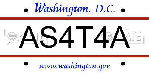 AS4T4A District Of Columbia License Plate