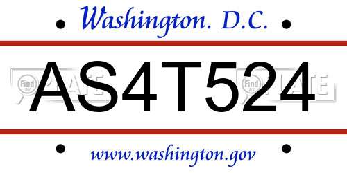 AS4T524 District Of Columbia License Plate