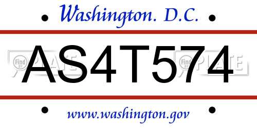 AS4T574 District Of Columbia License Plate