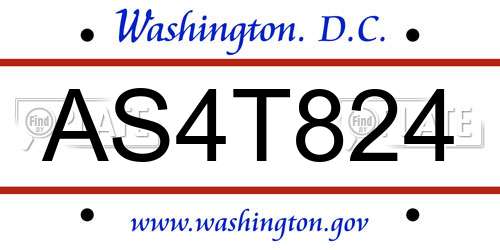 AS4T824 District Of Columbia License Plate