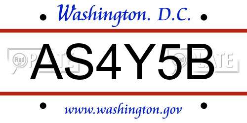 AS4Y5B District Of Columbia License Plate
