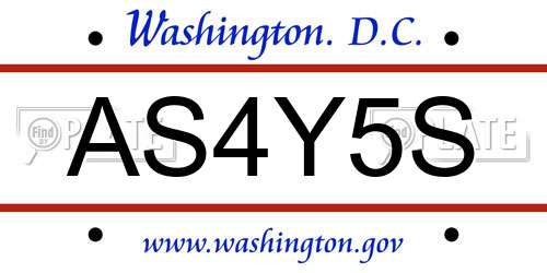 AS4Y5S District Of Columbia License Plate