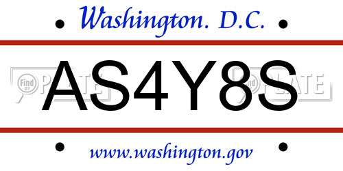 AS4Y8S District Of Columbia License Plate