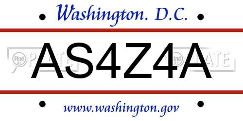 AS4Z4A District Of Columbia License Plate
