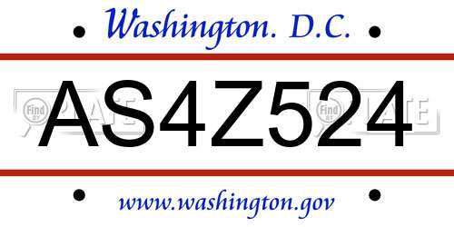 AS4Z524 District Of Columbia License Plate
