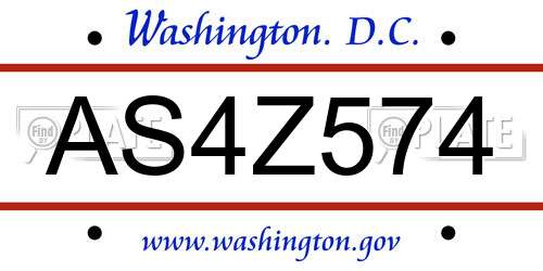 AS4Z574 District Of Columbia License Plate