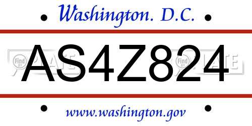 AS4Z824 District Of Columbia License Plate