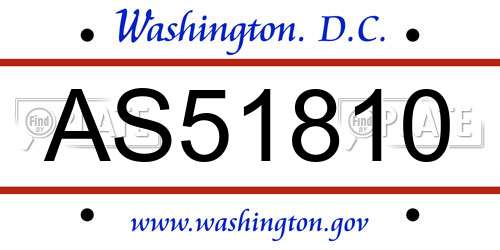 AS51810 District Of Columbia License Plate
