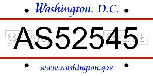 AS52545 District Of Columbia License Plate