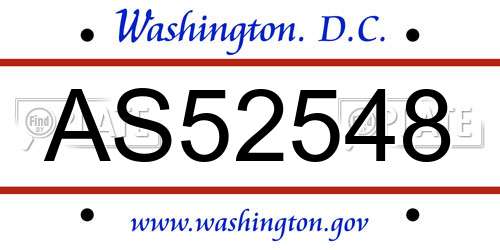 AS52548 District Of Columbia License Plate