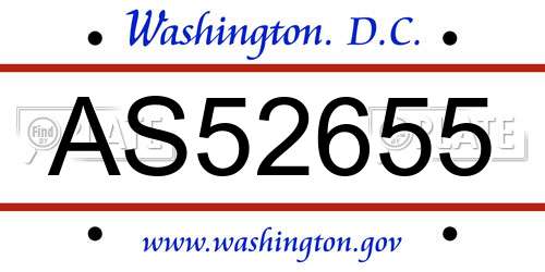 AS52655 District Of Columbia License Plate