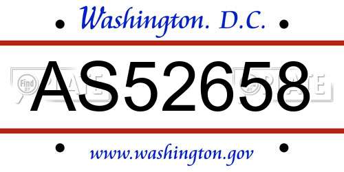AS52658 District Of Columbia License Plate