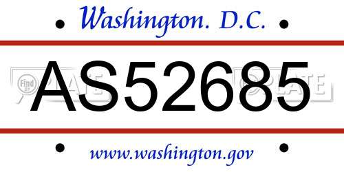 AS52685 District Of Columbia License Plate