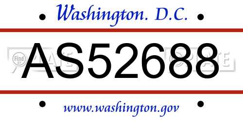 AS52688 District Of Columbia License Plate