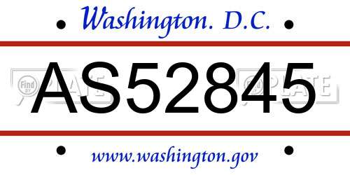 AS52845 District Of Columbia License Plate
