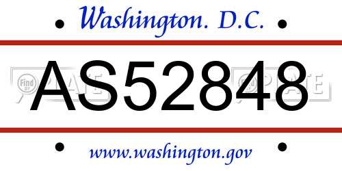 AS52848 District Of Columbia License Plate
