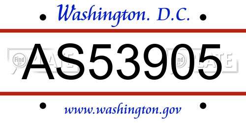 AS53905 District Of Columbia License Plate