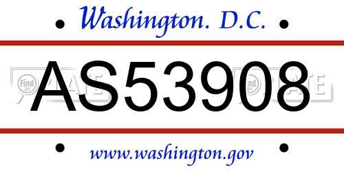 AS53908 District Of Columbia License Plate