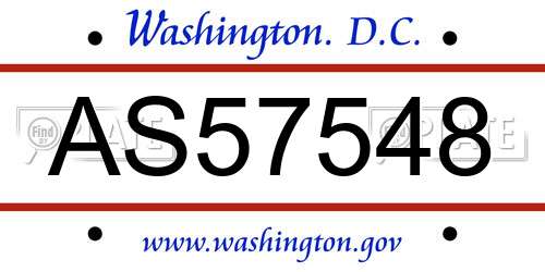 AS57548 District Of Columbia License Plate
