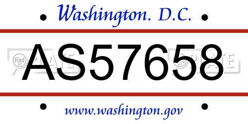 AS57658 District Of Columbia License Plate