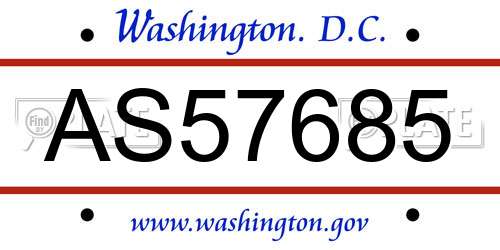 AS57685 District Of Columbia License Plate