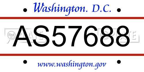 AS57688 District Of Columbia License Plate