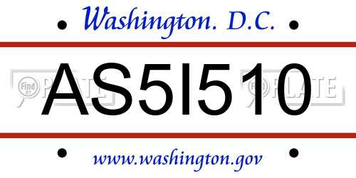 AS5I510 District Of Columbia License Plate