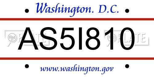 AS5I810 District Of Columbia License Plate
