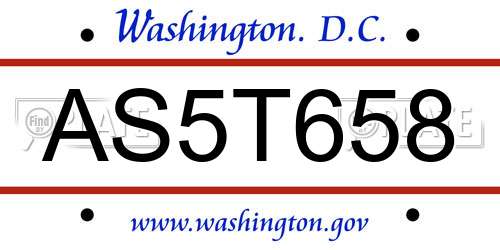 AS5T658 District Of Columbia License Plate