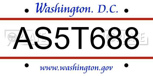 AS5T688 District Of Columbia License Plate