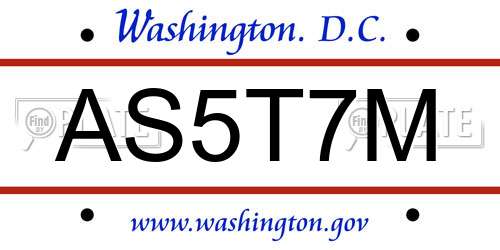 AS5T7M District Of Columbia License Plate