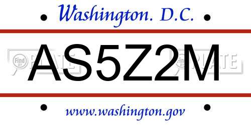 AS5Z2M District Of Columbia License Plate