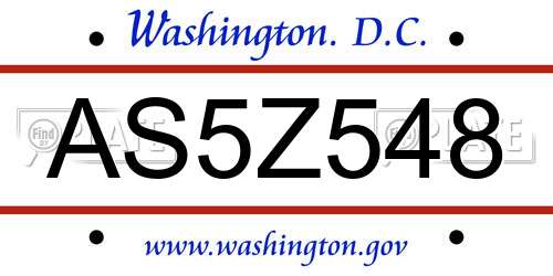 AS5Z548 District Of Columbia License Plate