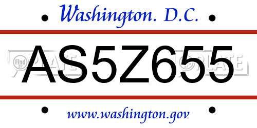 AS5Z655 District Of Columbia License Plate
