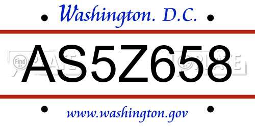 AS5Z658 District Of Columbia License Plate
