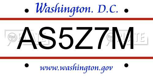 AS5Z7M District Of Columbia License Plate