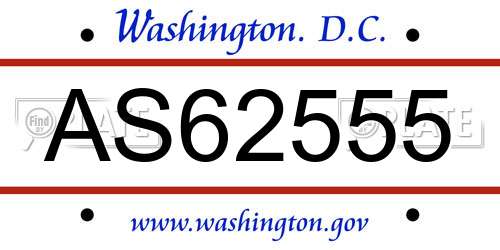 AS62555 District Of Columbia License Plate