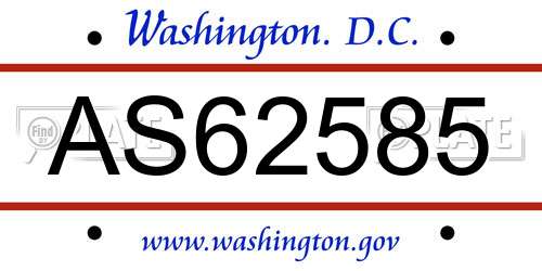 AS62585 District Of Columbia License Plate