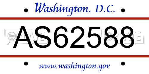 AS62588 District Of Columbia License Plate