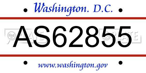 AS62855 District Of Columbia License Plate