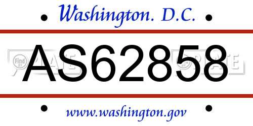 AS62858 District Of Columbia License Plate